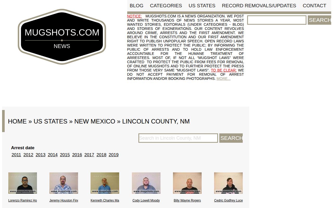 Lincoln County unofficial mugshot news source caveat